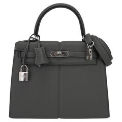 Used Hermes Padded Kelly 25 Limited Edition Bag Gris Meyer Palladium Hardware Swift