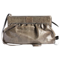 Gucci Lizard Skin Bag Exotic Reptile Clutch Shoulder Crossbody Bag Retro Rare 