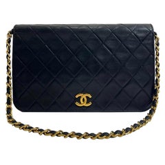 Chanel Vintage Leder Timeless einzelne Klappe Tasche