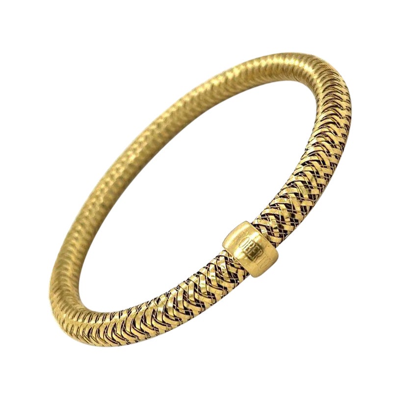 Designer Roberto Coin Primavera Flexible Mesh Tubular Vintage Gold Bracelet For Sale