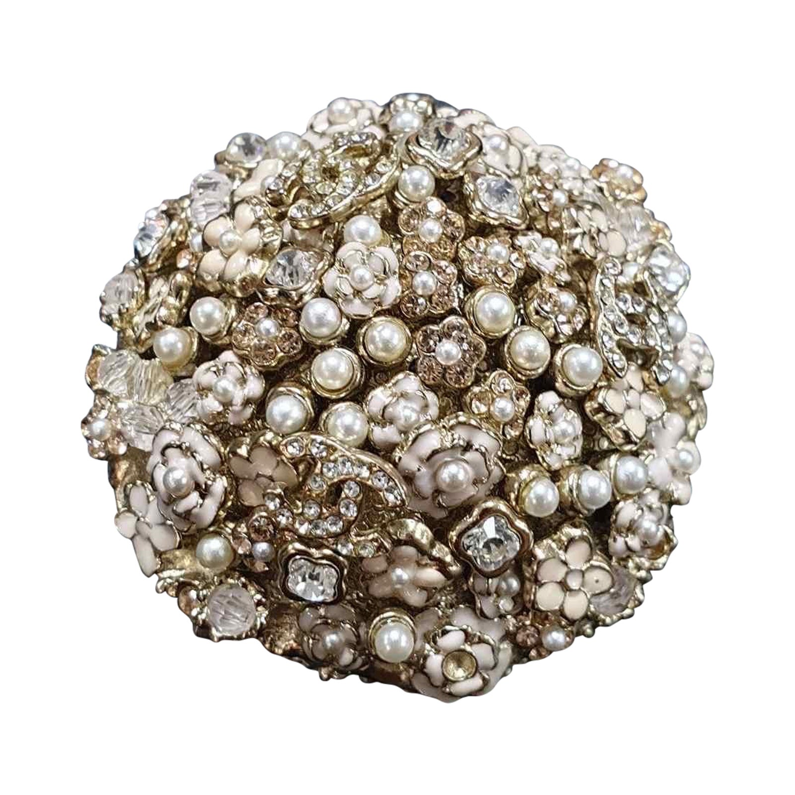 Chanel 11A Round Faux Pearls Brooch For Sale