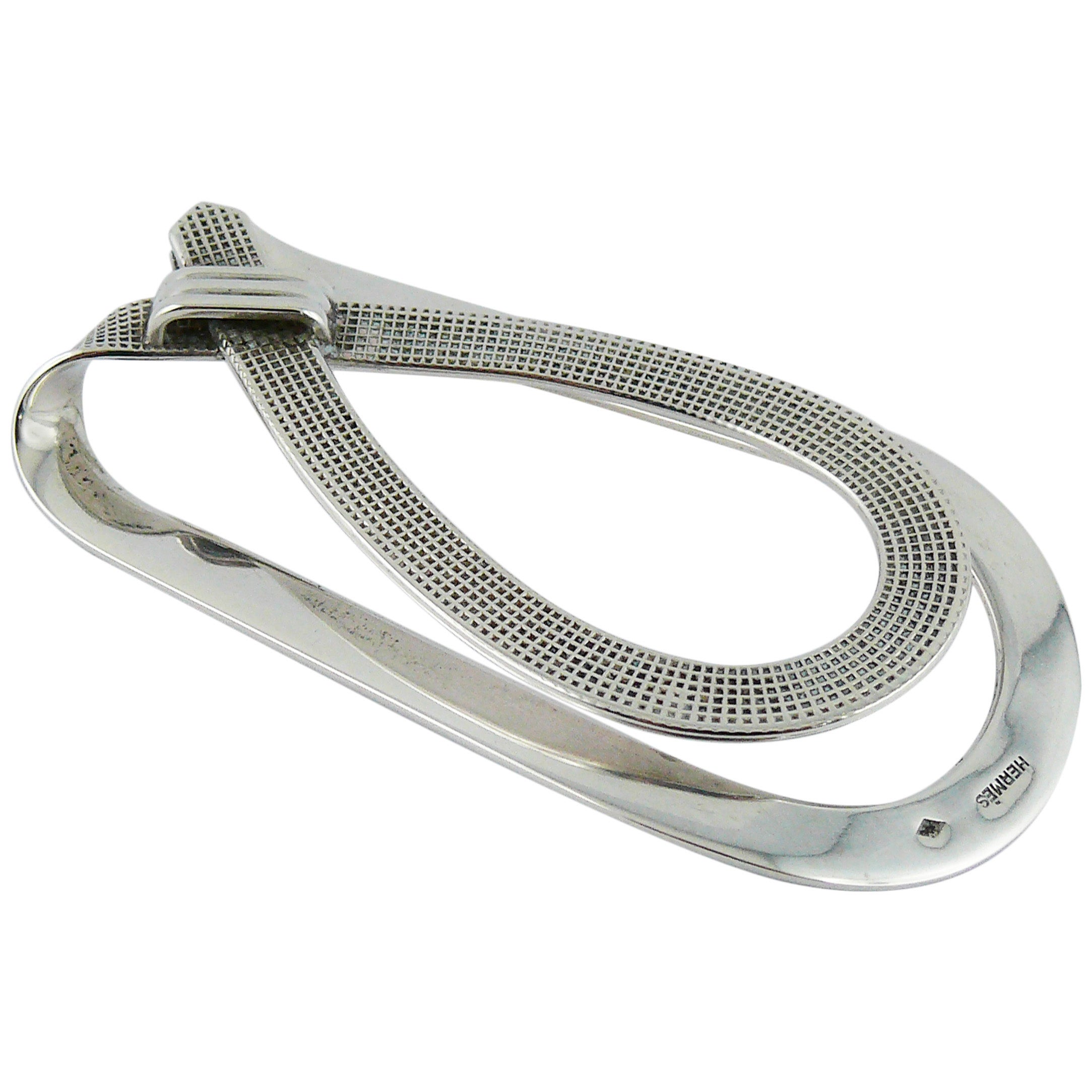 Hermes Vintage Buckle Design Sterling Silver Money Clip
