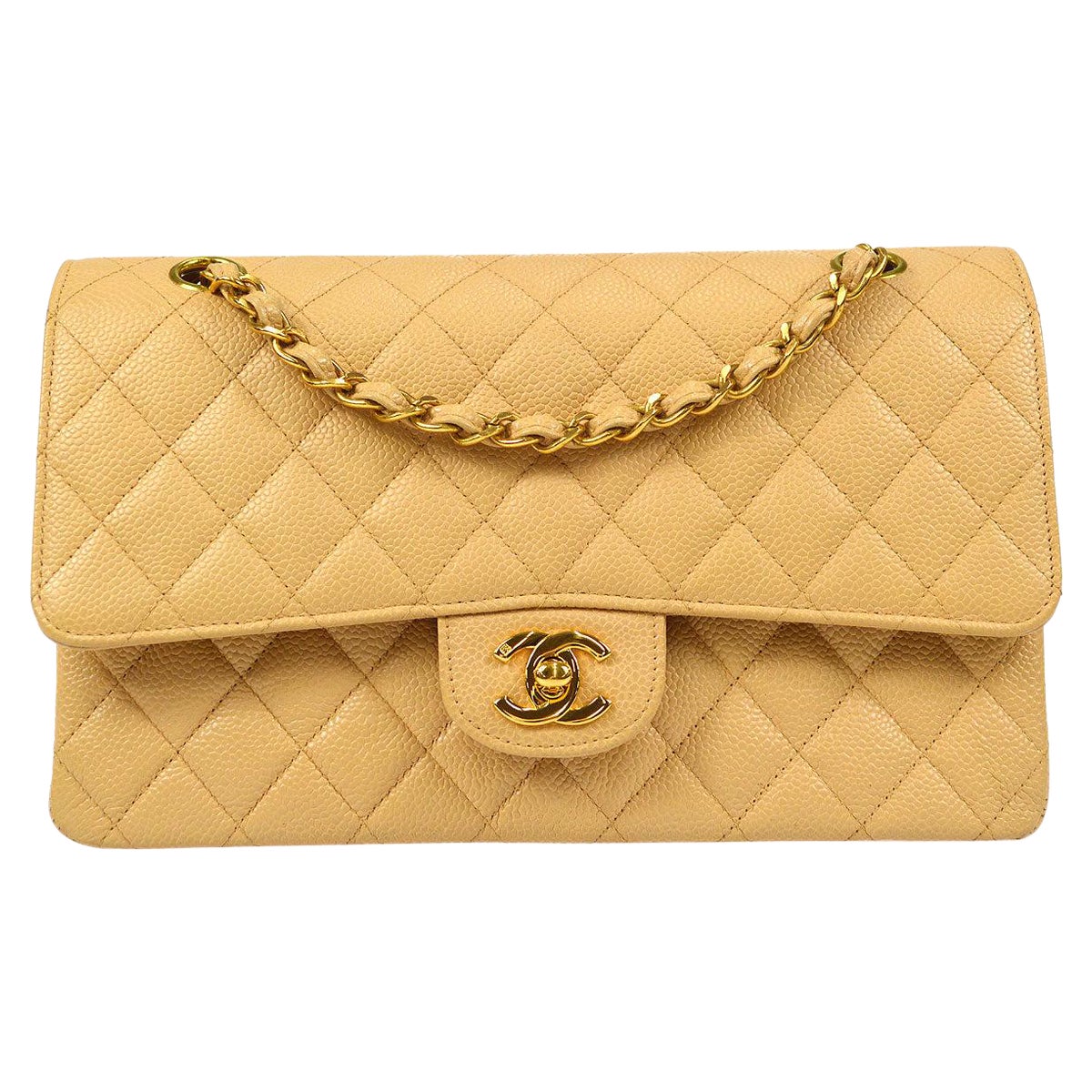 CHANEL Classic Jumbo Double Flap Bag Beige Clair Caviar with Gold Hardware  2015