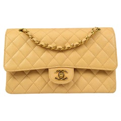 Chanel Classic Double Flap Medium Shoulder Bag Beige Caviar