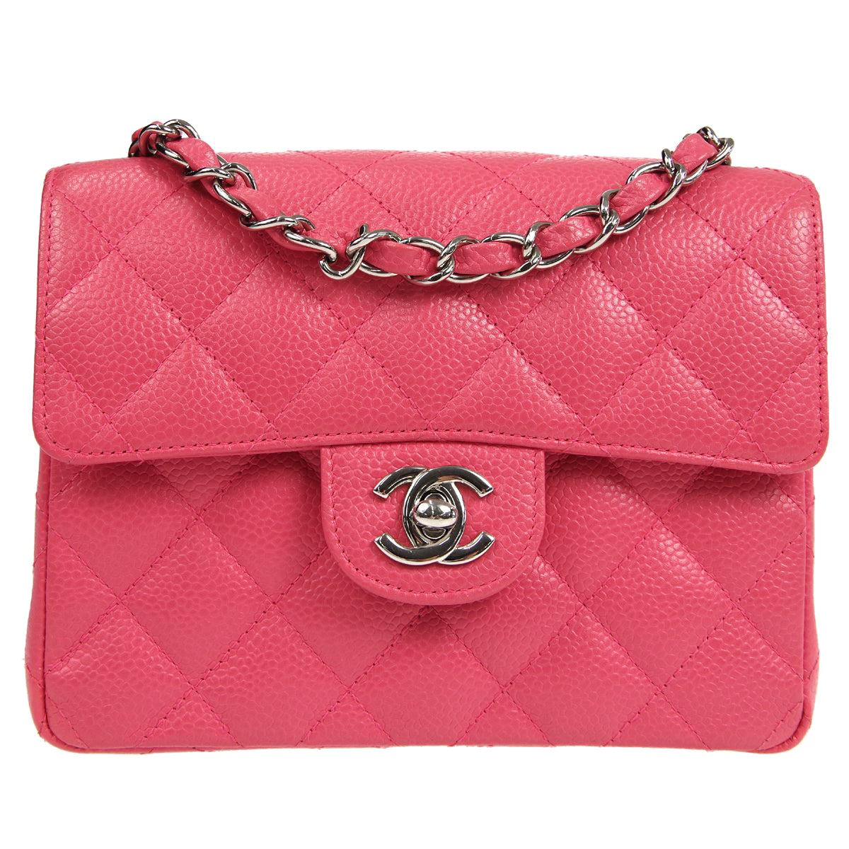 Chanel Classic Flap Mini Square Chain Shoulder Bag Pink Caviar