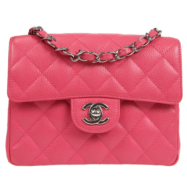 Chanel Classic Flap Mini Square Chain Shoulder Bag Pink Caviar For Sale at  1stDibs