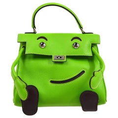 Hermes Mini Kelly Doll Mascot Handbag Apple Green Veau Gulliver