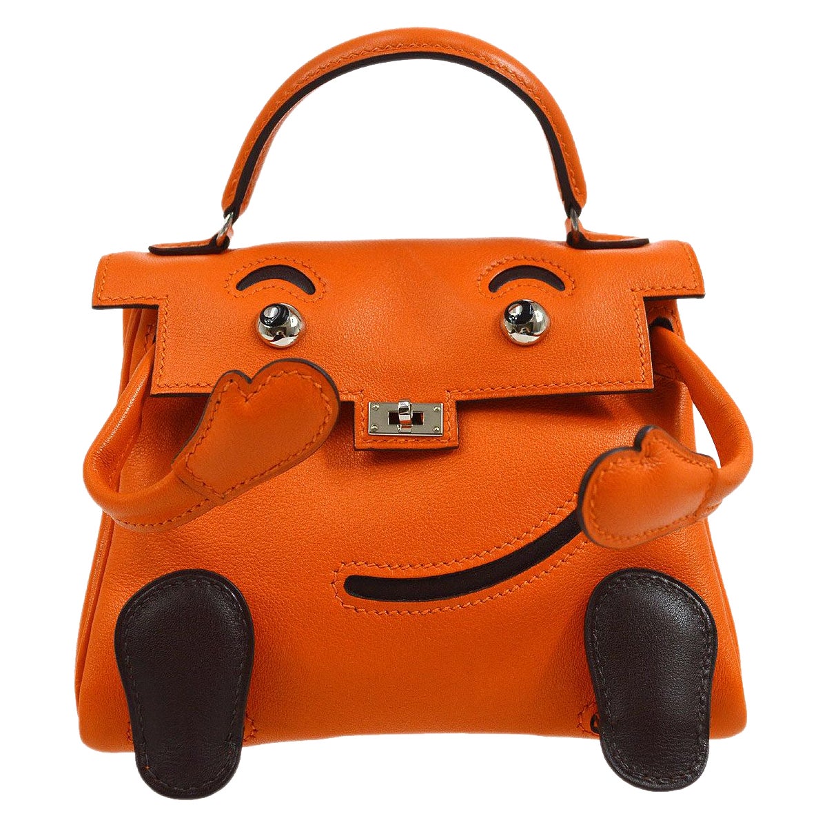 Hermes PHW Kelly Cut Hand Bag Veau Epsom Leather Feu Orange