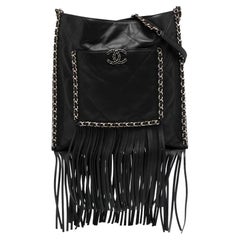 Chanel Black Leather Fringe Shopping Bag