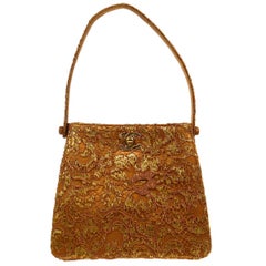 Chanel 1997-1999 Double Sided Turnlock Handbag Satin Lace