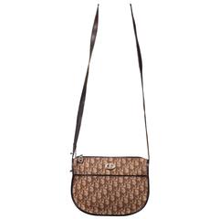 CHRISTIAN DIOR Vintage Brown LOGO Tapestry Canvas SHOULDER BAG Messenger 