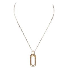 CHRISTIAN DIOR Retro Gold Plated Silver 925 CHAIN NECKLACE w/Oval RING Pendant
