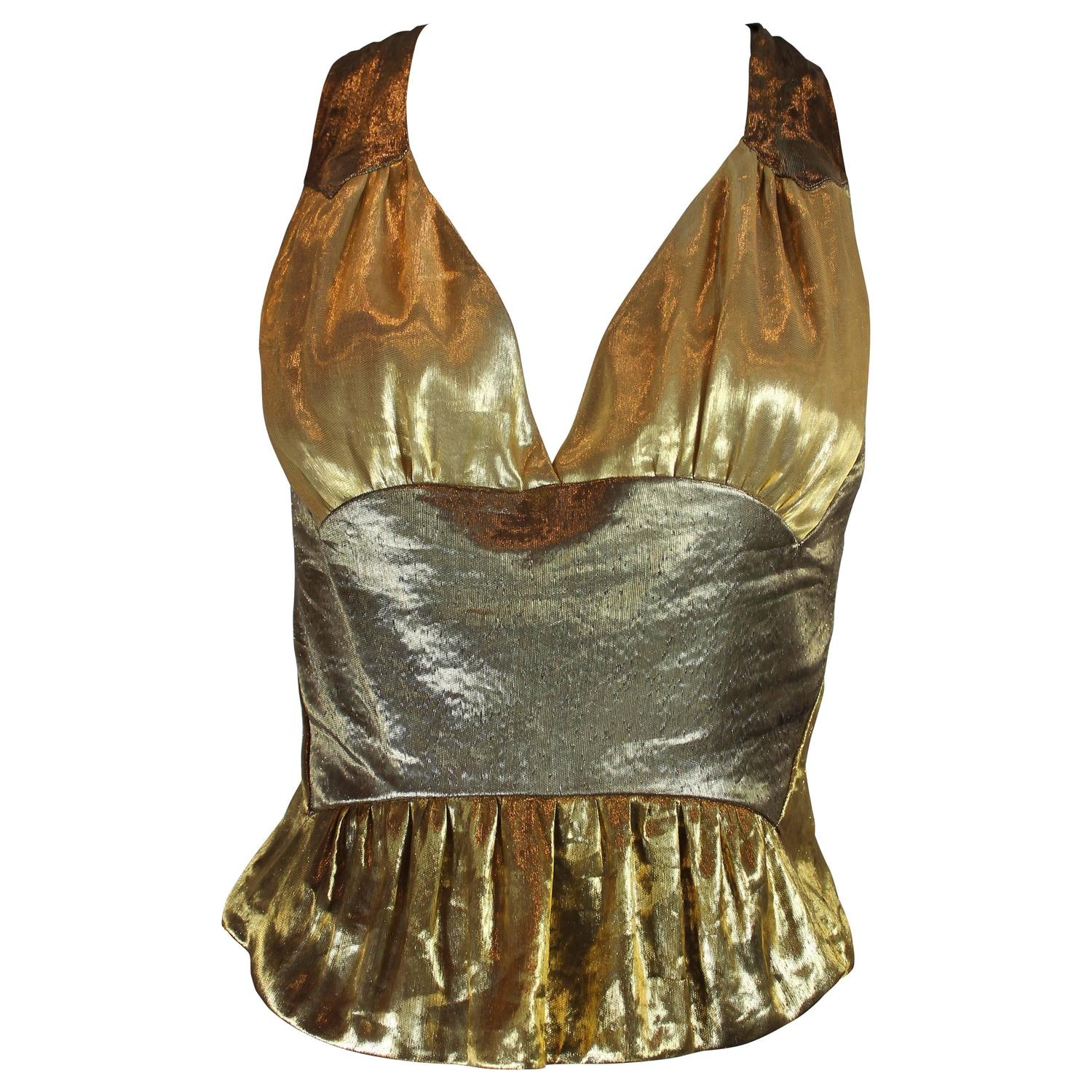 The Aurélie High-Neck Halter Top with Gold Detail