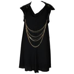 Chanel Black Silk and Sequined Dress with Gold Multi-Layer Chain, 2007 