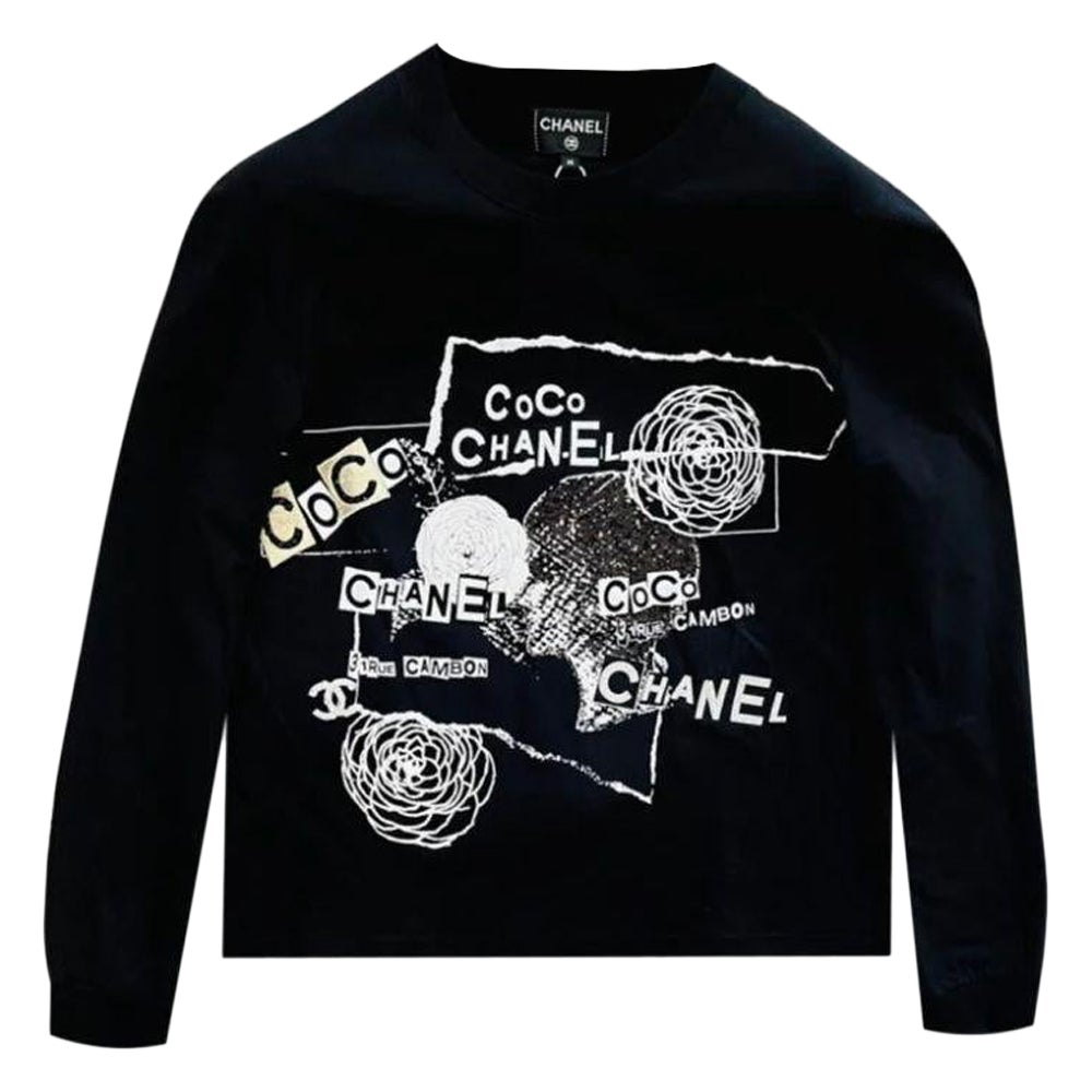 Sweat-shirt Chanel Coco Logo en coton en vente