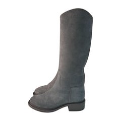 Used Chanel Grey Suede Boots