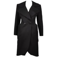 Vintage Gianfranco Ferre Black Wool Double Breasted Coat Size 40