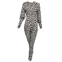 Vintage Norma Kamali leopard print cat suit 1980s 3
