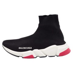 Balenciaga Black Knit Fabric Speed Trainer Sneakers Size 38