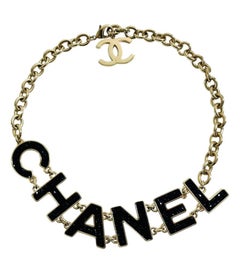 Chanel Gold Charm CC Chain Rhinestone Link Evening Turnlock Choker Necklace