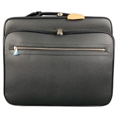 LOUIS VUITTON All Pilot Case Black Textured Leather Carry-On Roller Luggage Bag