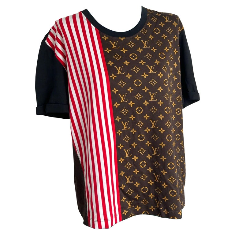 Louis Vuitton Monogram with red/white trips t-shirt For Sale at 1stDibs
