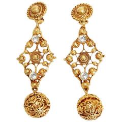 Gorgeous Christian Dior crystal dangling earrings 90s