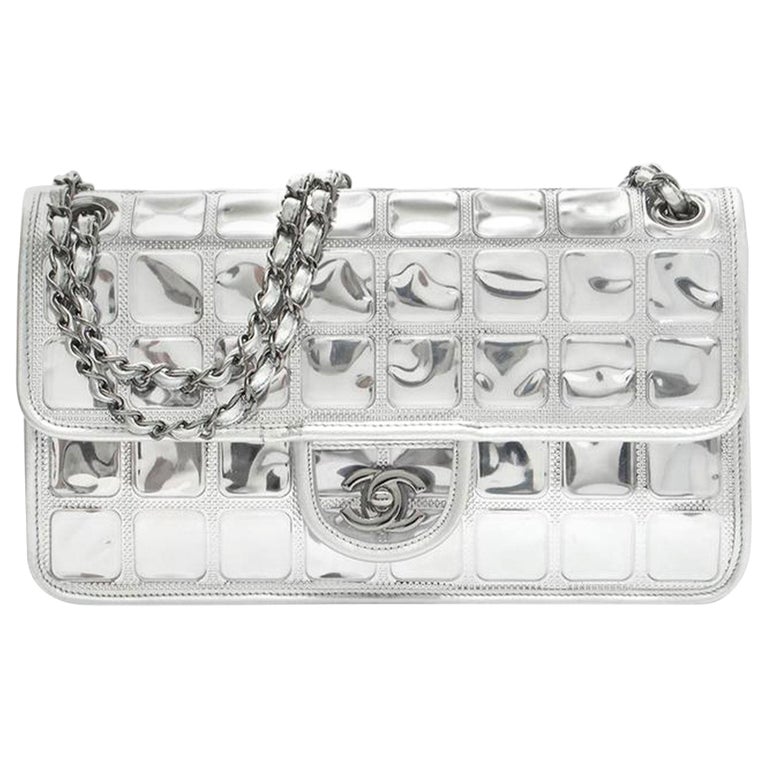 Chanel Ice Cube Flap Metallic Silver Leather Shoulder Bag For Sale at  1stDibs