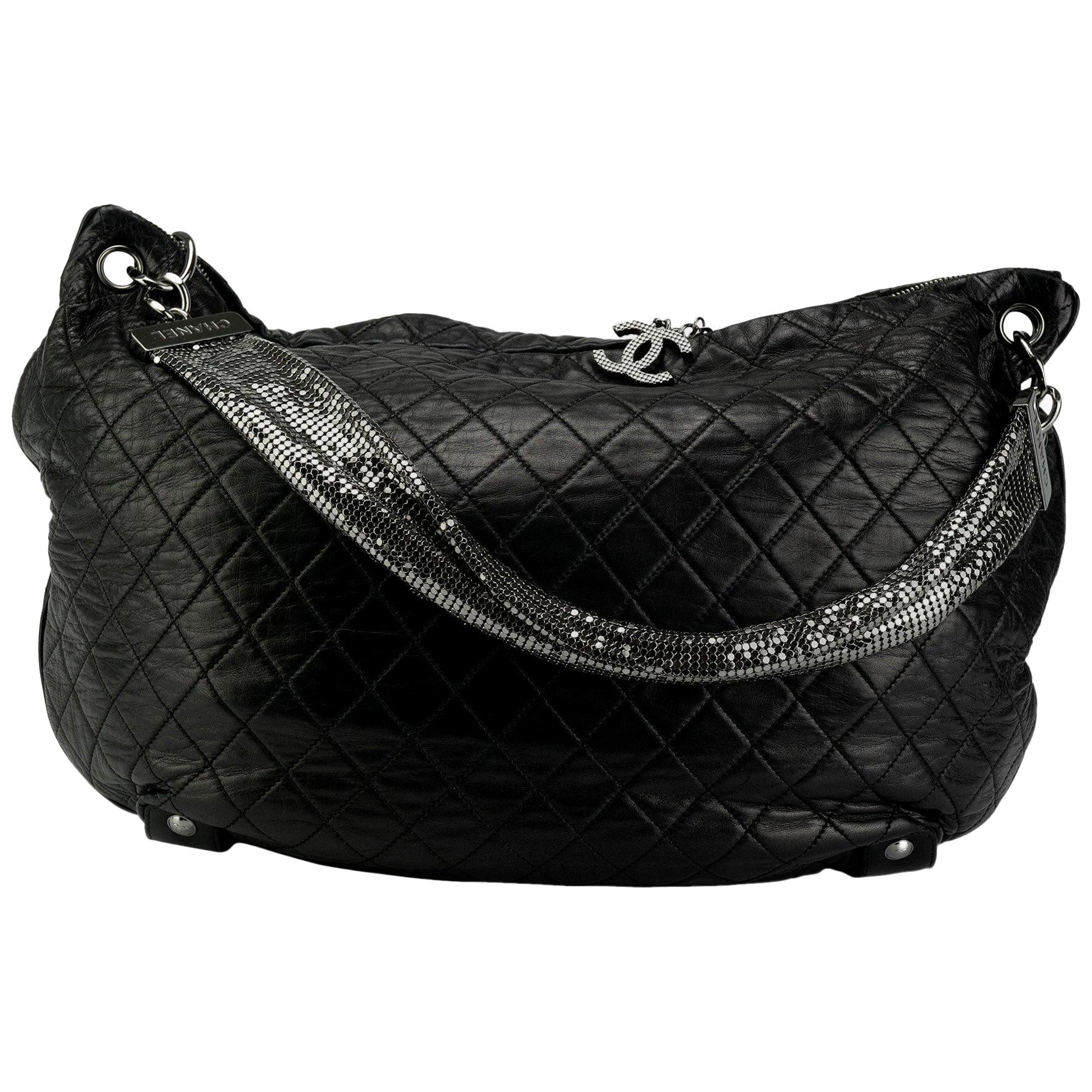 Chanel Gabrielle Hobo Bag Aged/Smooth Calfskin Black Metal Small Black in  Aged Calfskin/Smooth Calfskin with Black-tone - GB