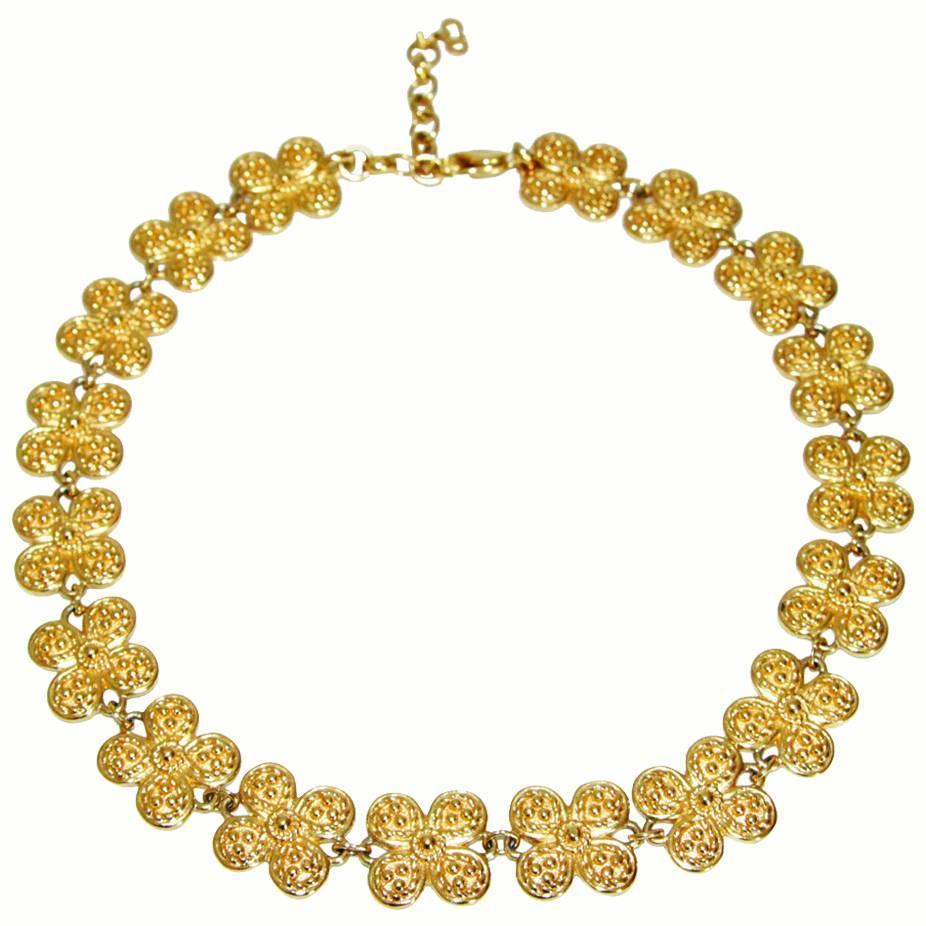 Delicate Christian Dior flowers necklace of the 80s