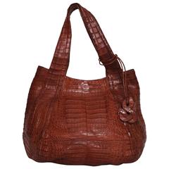 1990s Nancy Gonzalez Brown Crocodile Bag