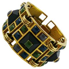 Jean Paul Gaultier Vintage Rare Geometric enameled Cuff Bracelet 1