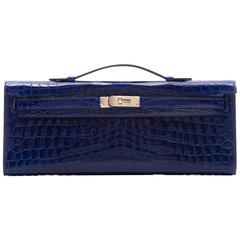Hermes Electric Blue Kelly Cut Pochette Clutch BRAND NEW 9
