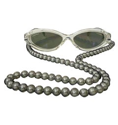 NIB 2023 CHANEL sunglasses Round Pearl Metal Calfskin Chain women Full Set