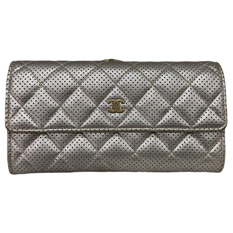 CHANEL Caviar Metal Perforated Quilted CC Card Holder Black