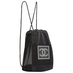 Chanel Shopping Vintage 90s Rare Logo Cc Mesh Sport Tote Black Nylon Backpack