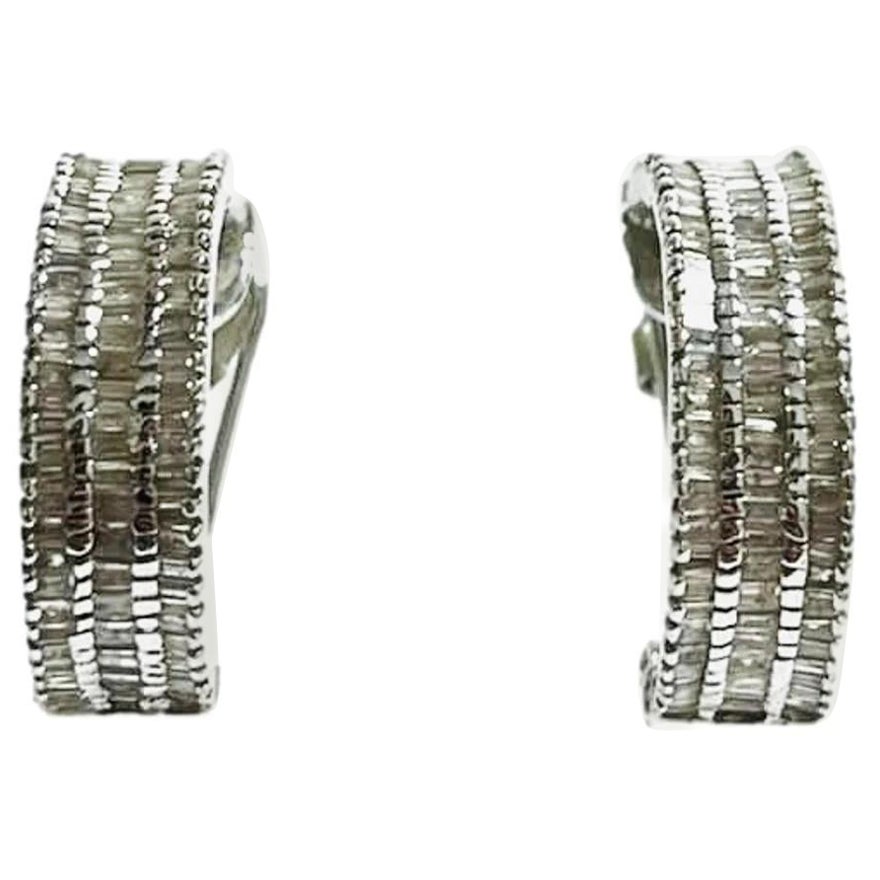 Diamond Baguette & 18k White Gold Earrings