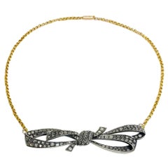 Georgian Vintage - 5.6ct Diamond Bow Necklace