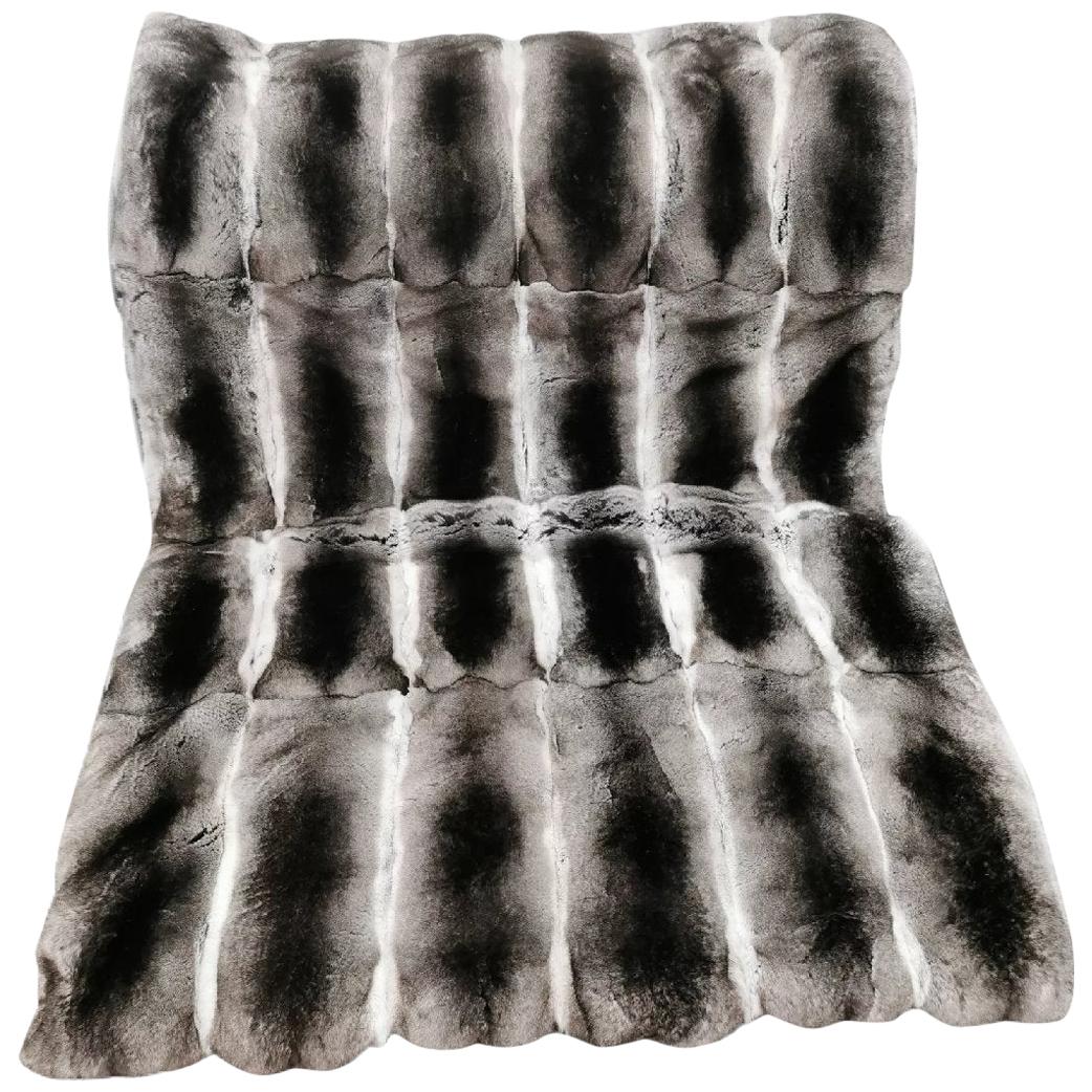 Brand New Chinchilla Fur Blanket (Size 40"x60") 2 rectangle pillows For Sale