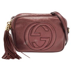 Gucci Metallic Burgundy Leather Small Soho Disco Shoulder Bag