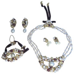 Vintage Miriam Haskell Complete Parure Set, 1939 