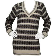 Chanel Striped Cashmere Beaded Sweater Sz 38 5