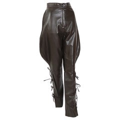 Antique 1970s unsigned exquisite equestrian style brown leather jodhpur pants