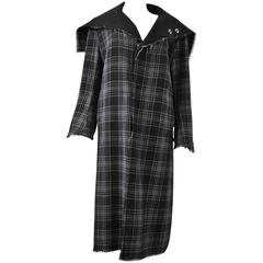 Yohji Yamamoto Y’s Grey and Black Check Coat with oversize ‘Sailor’ Collar