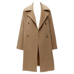 MAX MARA wool camel brown shell button longline overcoat jacket FR36