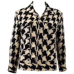 Yohji Yamamoto Black and White Woven Houndstooth Short Jacket