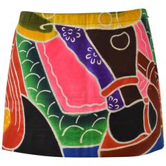 Junko Shimada Hand Painted, Japanese Festival Banner Mini Skirt