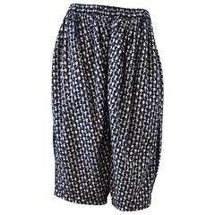 Comme des Garçons Embriodered Navy Blue Gingham Check Oversize Long Shorts 2012