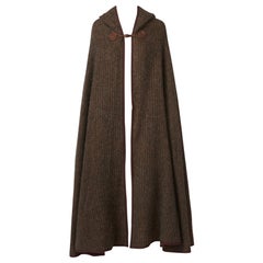 Yves Saint Laurent Rive Gauche Moroccan Inspired Hooded Wool Cape 1970's