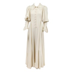 Bill Gibb F/W 1972 Ivory Moss Crepe Gown